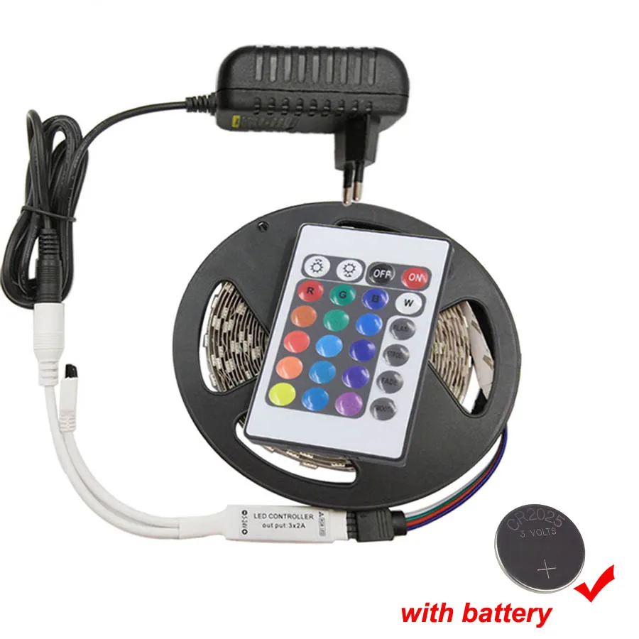 full set Goolook 5 м SMD2835 RGB Светодиодные ленты света DC12V светодиодный лампы Диод неоновая лента Тира fita светодиодный s Гибкая световая гирлянда с адаптером селфи-Стик - Испускаемый цвет: full set