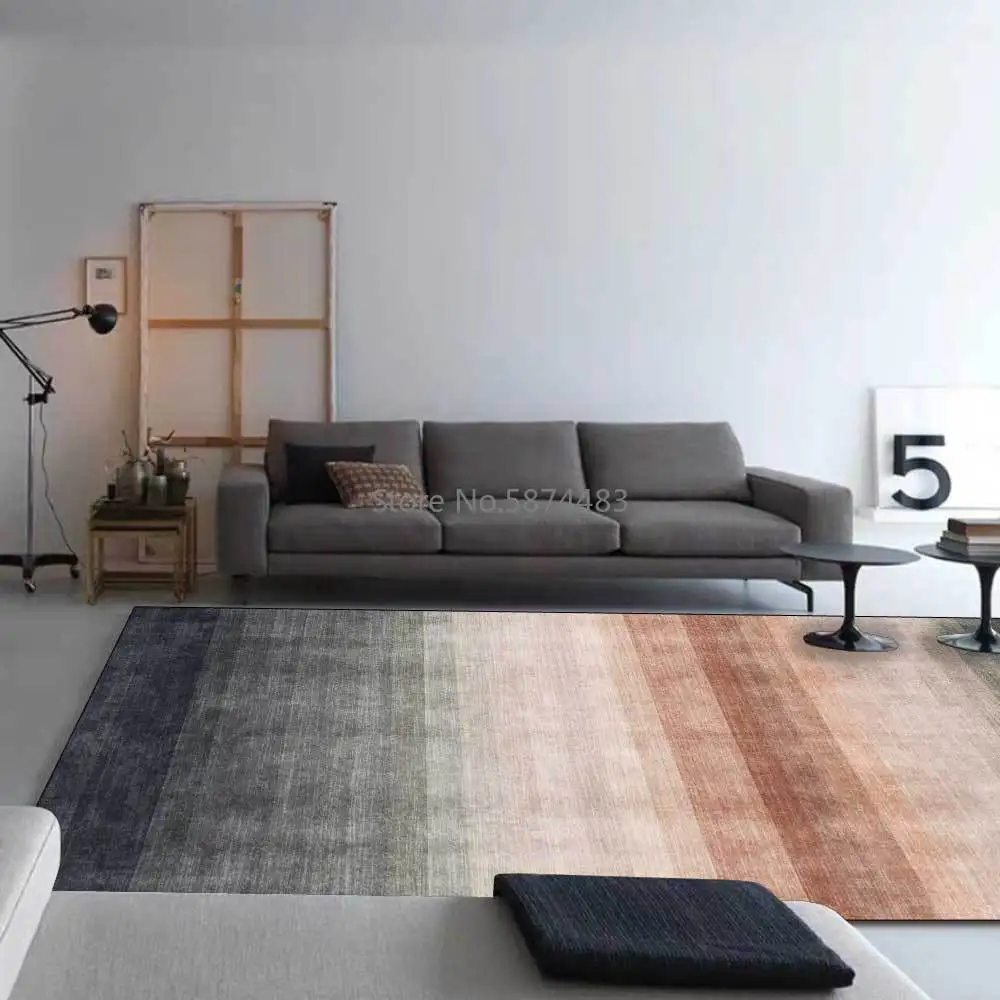 

Простые современные абстрактные серые оранжевые розовые градиентные полосы для гостиной прикроватный коврик для спальни