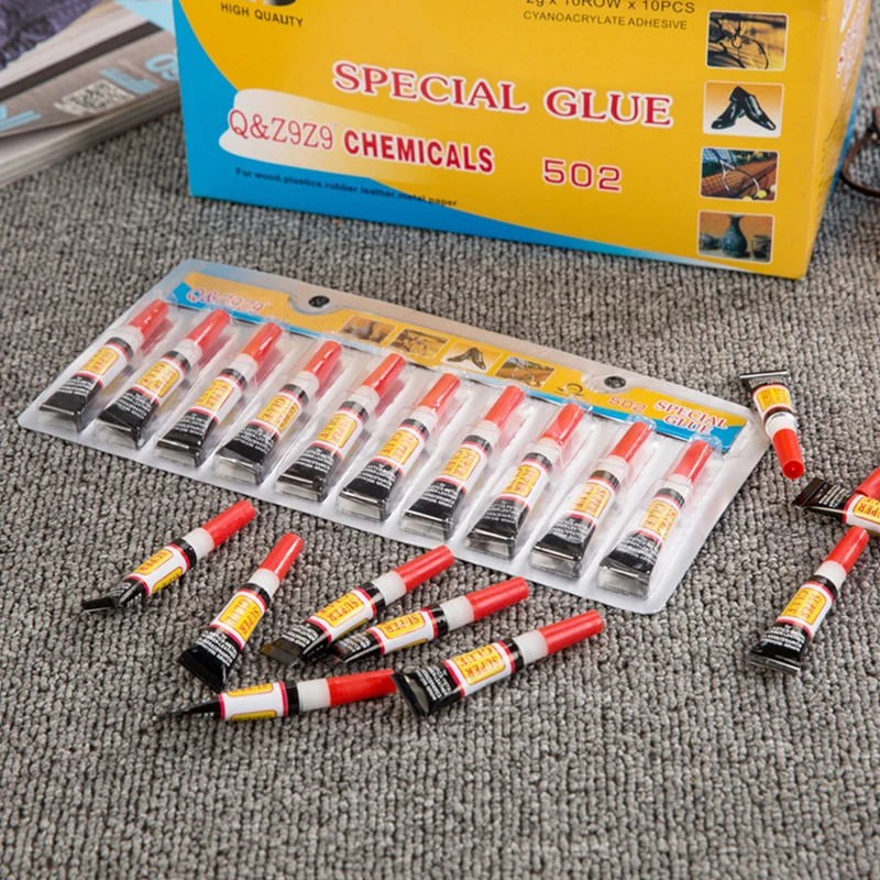 

10pcs Liquid Super Glue 502 Instant Strong Bond Leather Wood Rubber Metal Glass Cyanoacrylate Adhesive Stationery Store Nail Gel