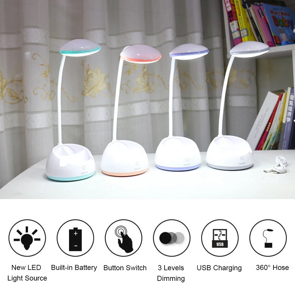 Перезаряжаемая Светодиодная настольная лампа для обучения Hoder 3 уровня сенсорное