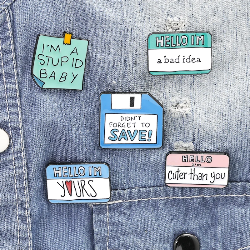 new &quothello i'm a bad idea" letter pins brooches for women accessories fashion jewelry gifts | Украшения и аксессуары