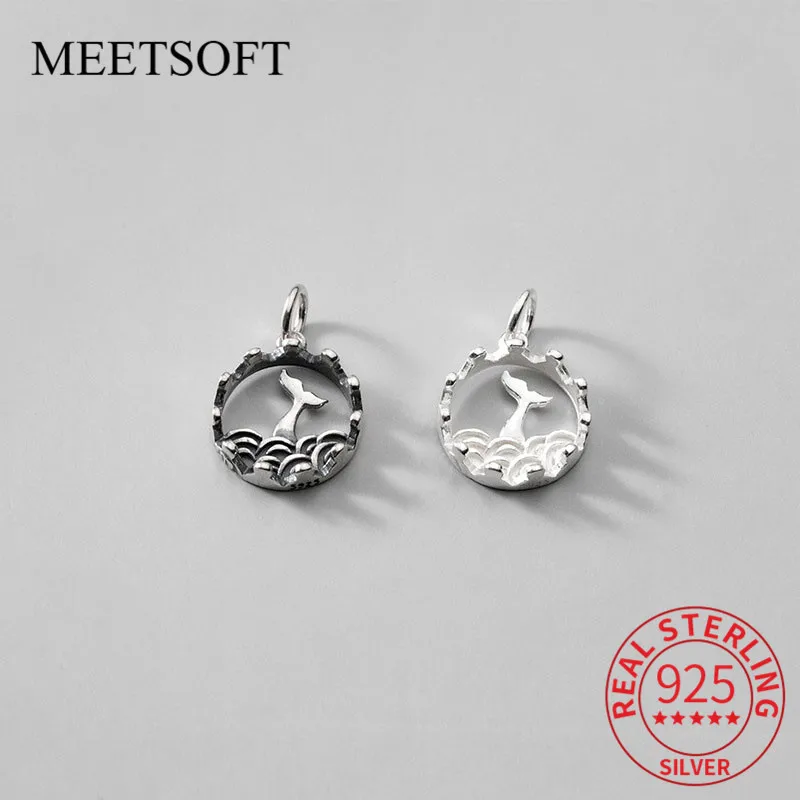 

MEETSOFT, винтажные Подвески в виде дельфина из стерлингового серебра 925 пробы для дайвинга, аксессуары для самостоятельной сборки