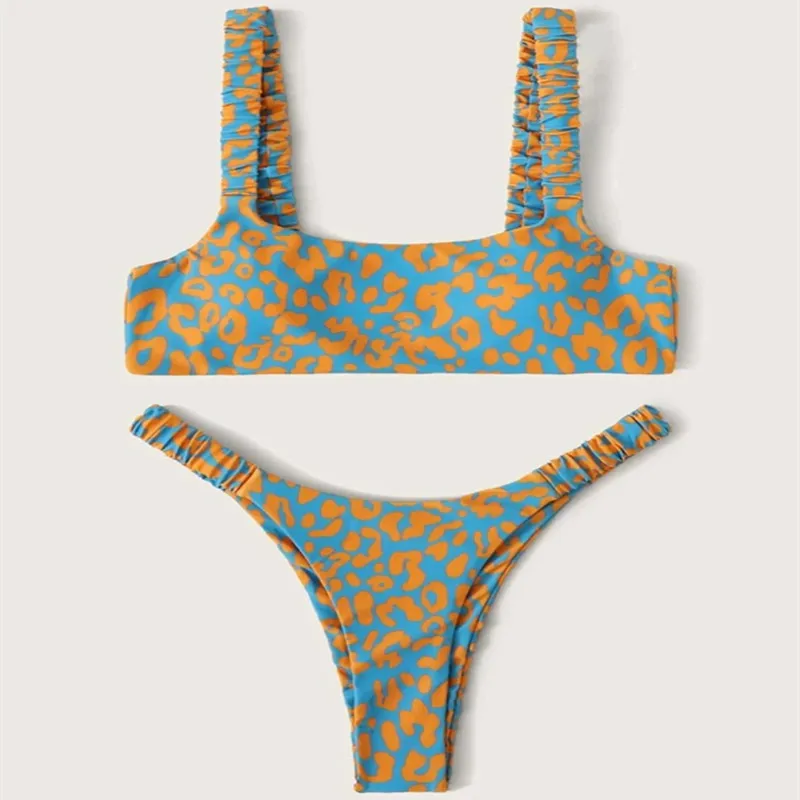 

Sexy Micro Women Bikini Orange Leopard Push Up Padded Thong Swimsuit Female Cut Out Bathing Suit Trajes De Bano Drop Shipping