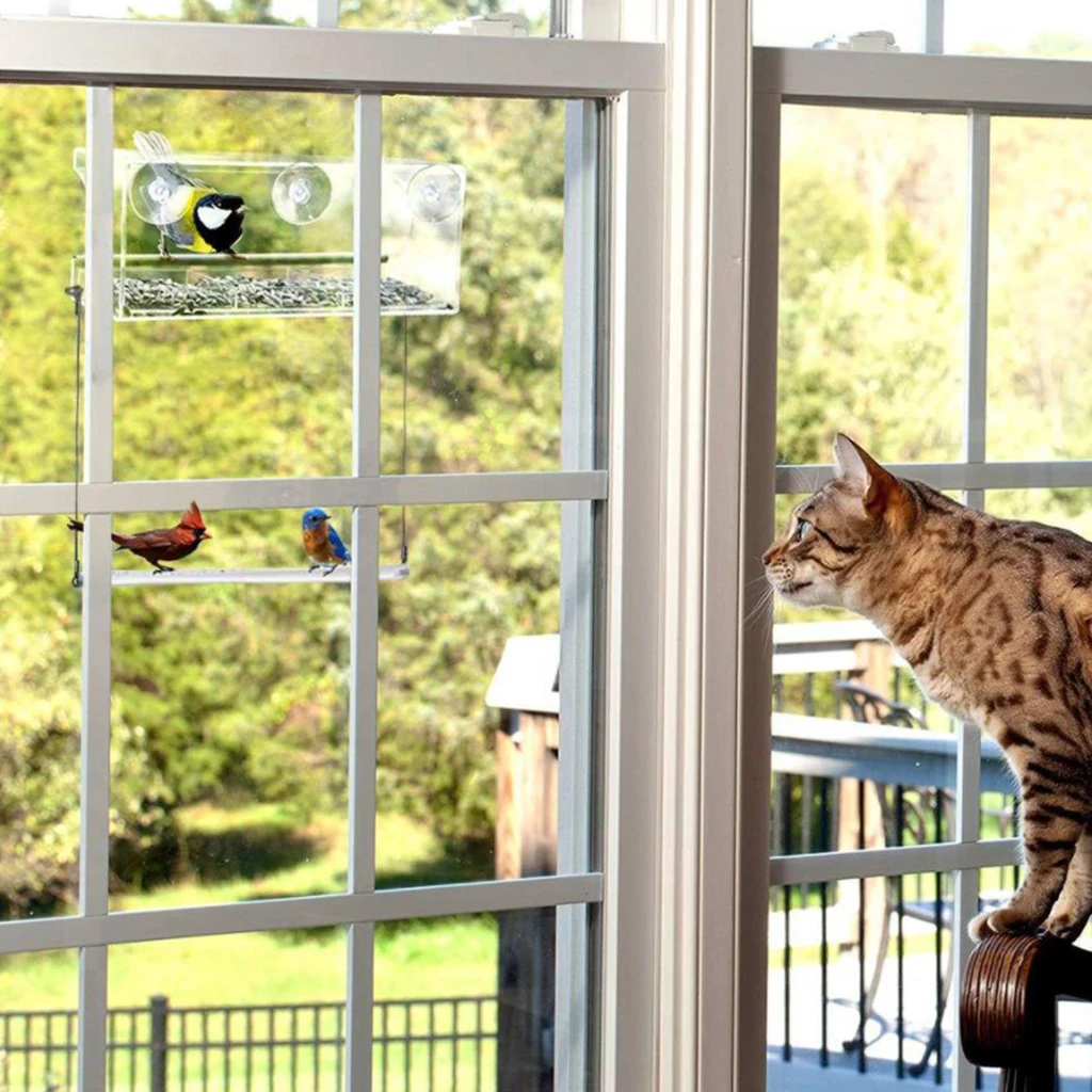 

Оконная кормушка для птиц-с 3 Крепкие присоски-лоток для семян птиц-кормушки для птиц на улице-подарок для детей и пожилых людей