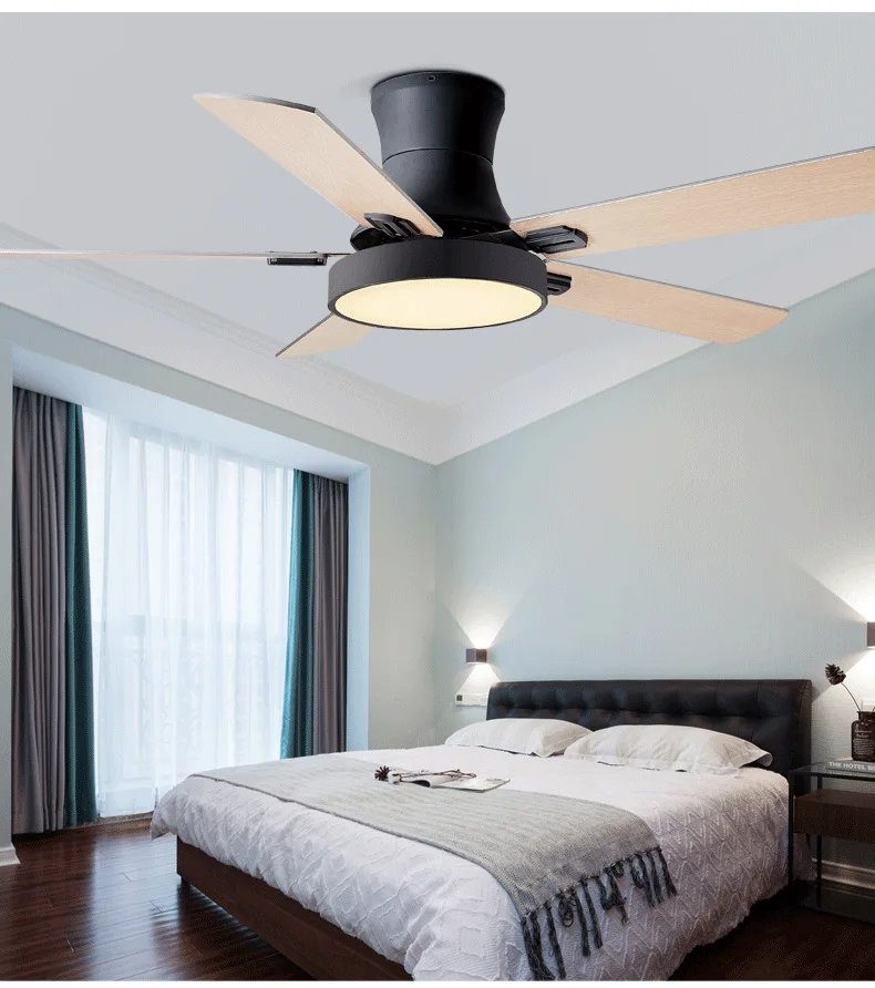 

Ceiling fans with lights remote control ventilator lamp Modern bedroom decor air cooling Reversible five blade 42 52 inch