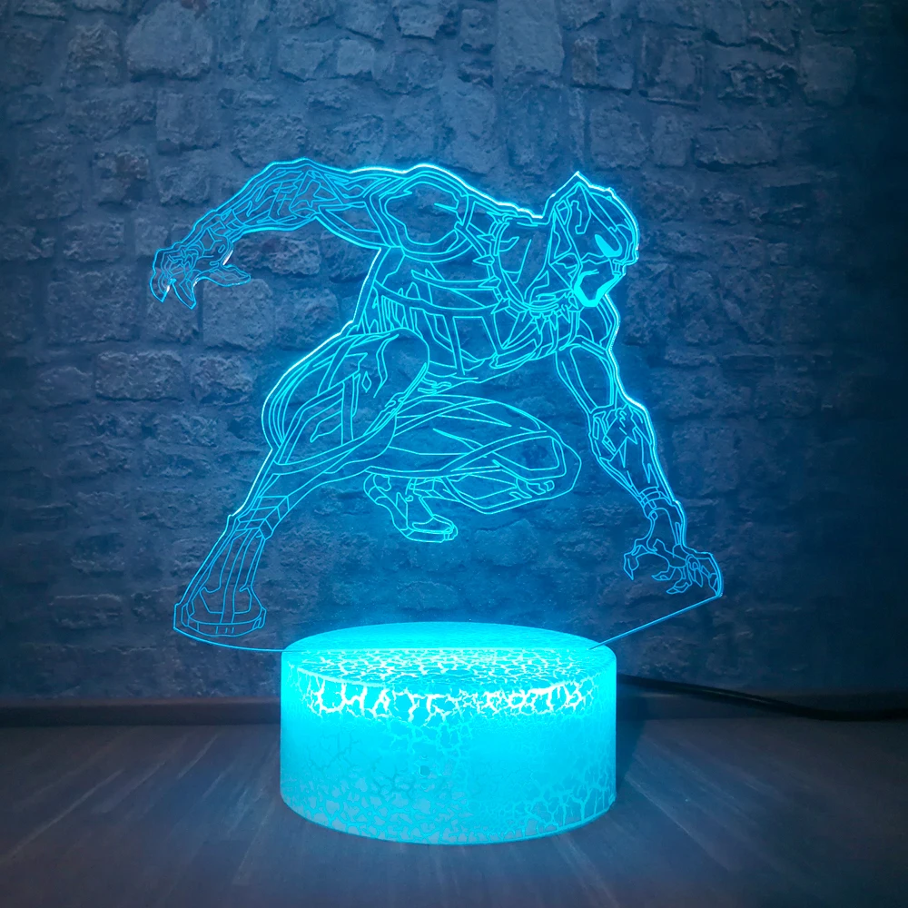 Мстители 3D лампа USB ночник RGB Черная пантера герой комиксов 7 цветов Настольная лампа Праздничная Вечеринка настроение Лава детская игрушка подарок