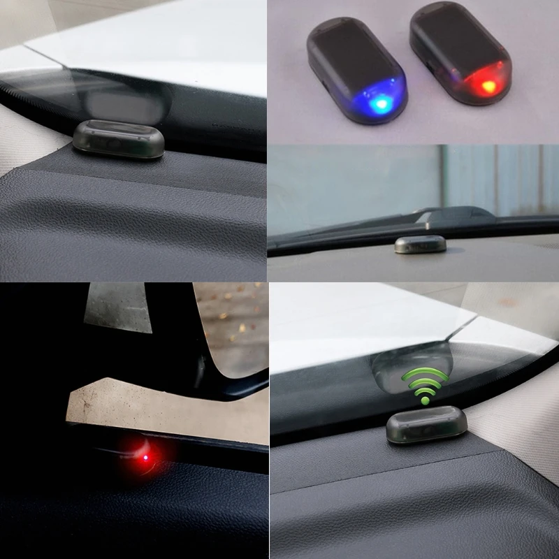 

2pcs Solar Powered Car Alarm System,Vehicle LED Light Anti-Theft Flash Blinking G8TE