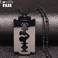 heart blade stainless steel chain necklaces womenmen gothic black necklace jewelry gift collar acero inoxidable mujer n615s03