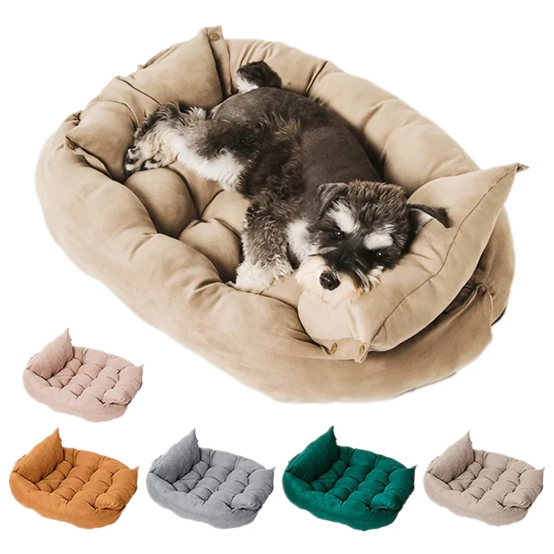 Cama suave para perro, Perrera de ante, tumbona para mascotas, camas lavables y transpirables para perros peque&ntilde;os, medianos y grandes, suministros para mascotas-0