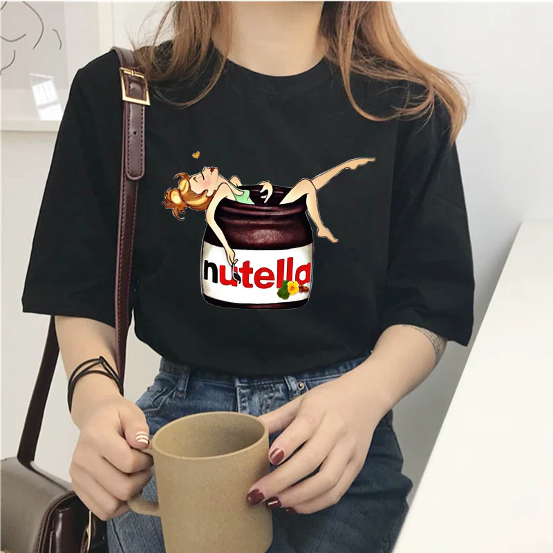 Футболка Nutella Kawaii женская с коротким рукавом черная футболка в стиле Харадзюку