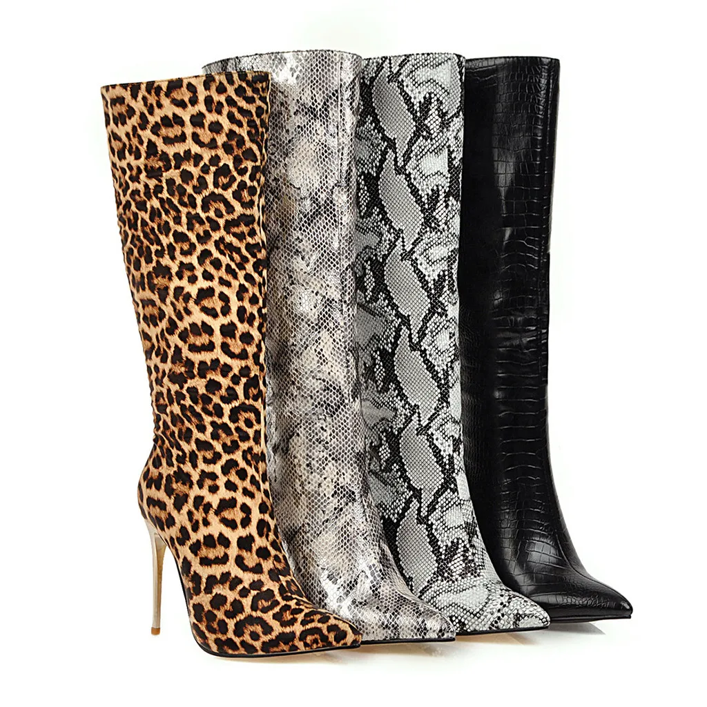 2020 г. Весна зима новая женская зимняя обувь на шпильке змеиный эффект хлопковая