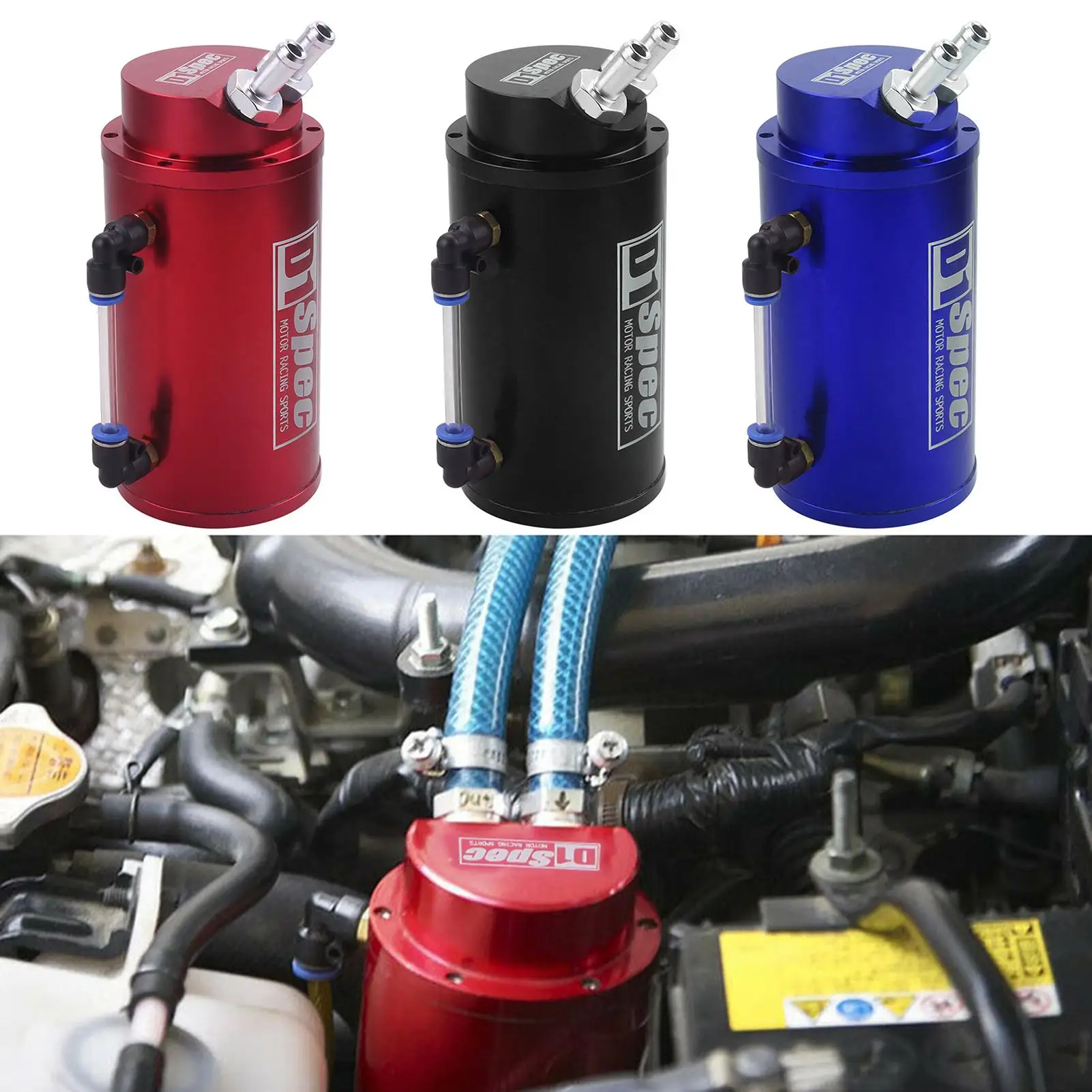 10mm 15mm hose fittings Car General Modified D1 Oil Breathable Catch Can Round Waste Gas Recover Pot Recycling Filter Tank | Автомобили и