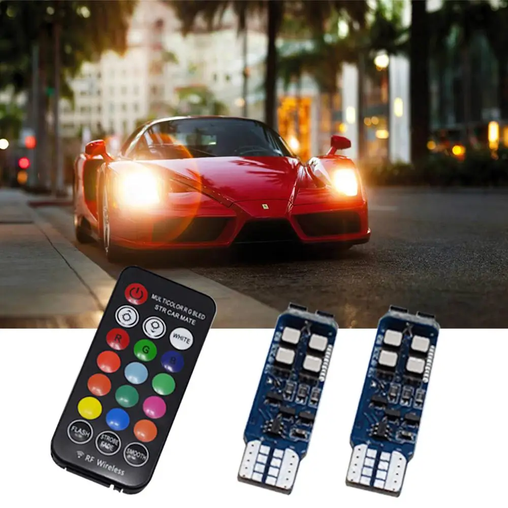 

T10 W5W RF Control RGB Led Reading Light RGB T10 LED 194 168 Car Clearance Light License Plate Light Position Dome Light DC 12V