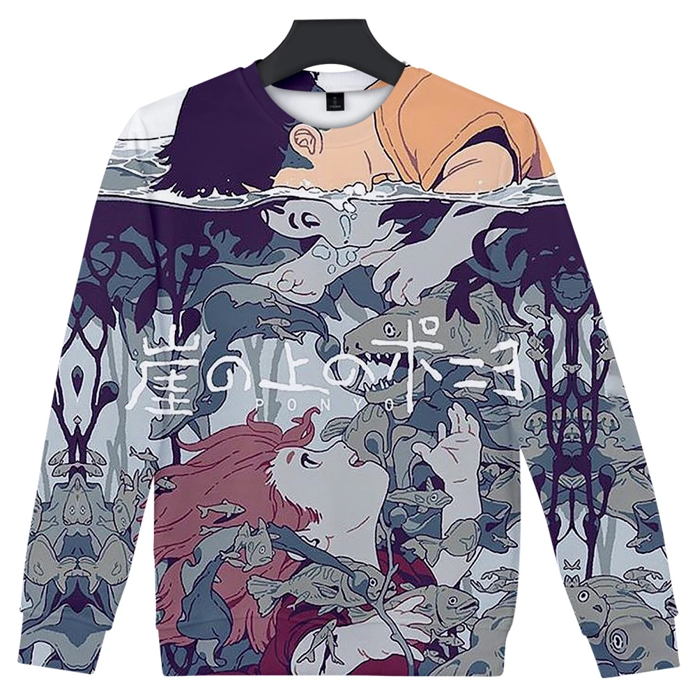 Толстовка Ponyo на скале для мужчин и женщин повседневный свитшот с 3D рисунком