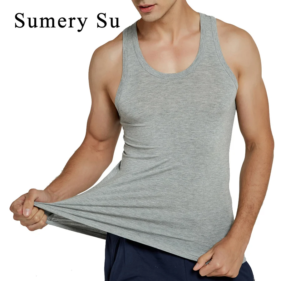Tank Tops Men Sports Modal Racing Running Vest Fitness Cool Summer Sleeveless Tops Gym Slim Casual Undershirt Male 3 Colors