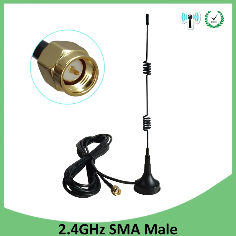 

2.4Ghz Wifi Antenna SMA Male Connector 5dbi 2.4G IOT antena magnetic base Sucker antenne 3 meters extension cable wi-fi router