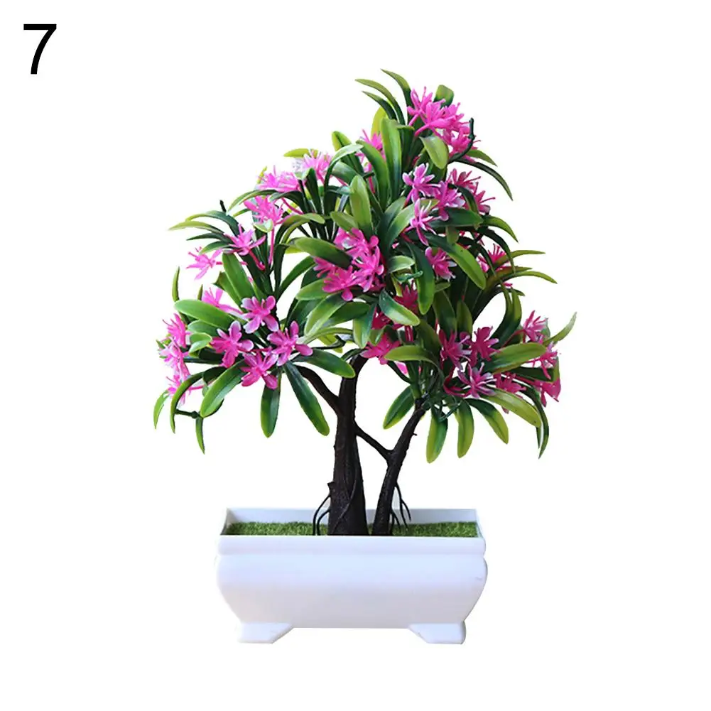 

New 1pc Artificial Plants Potted Bonsai Small Tree Plants Fake Flowers Potted Ornaments for Home Garden Decor Party Hotel Decor