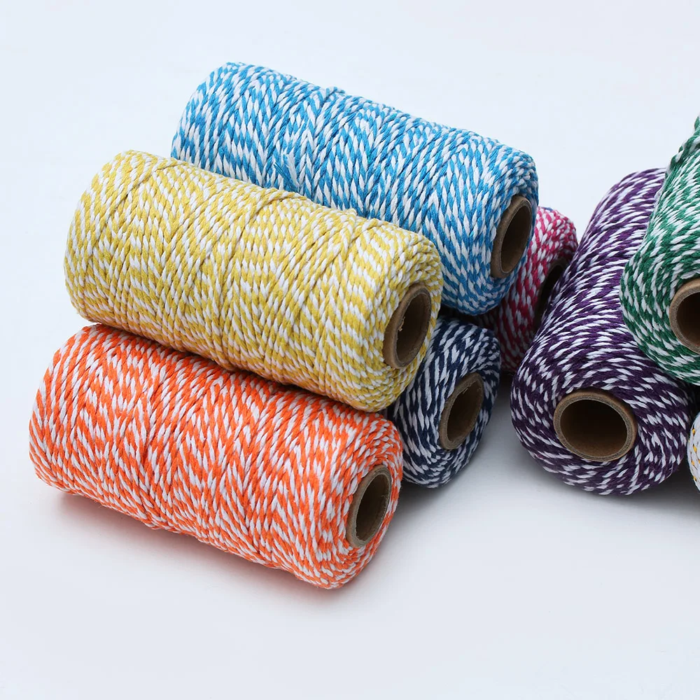 100 метров/рулон хлопковых шнуров ручной работы веревка для рукоделия упаковка