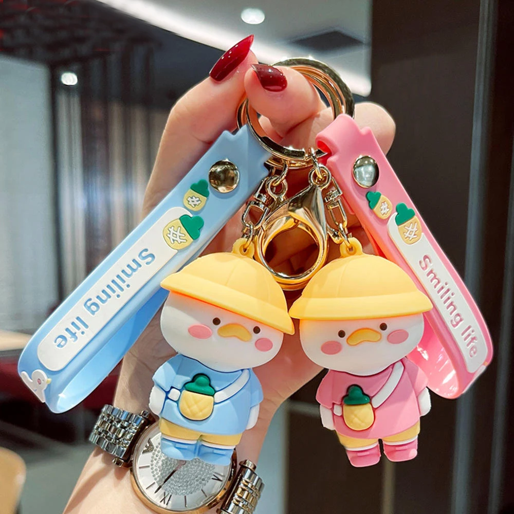 

Creative Cartoon Keychain Cute Duck Animal Soft Epoxy Key Chain Car Keyring Charm Bag Pendant Keyfob Accessories Women Trinket