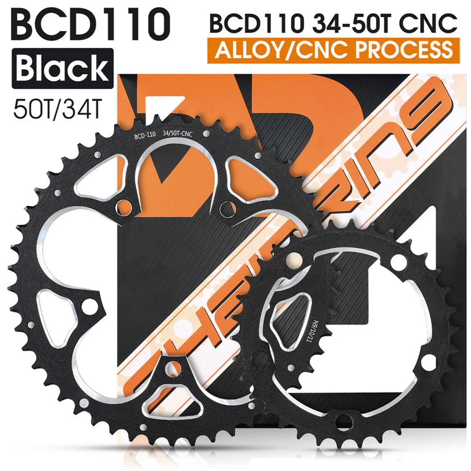 

2pc Chainring Round 110BCD for 34-50 Tooth 45-110G Road Bike for Bicycle crank