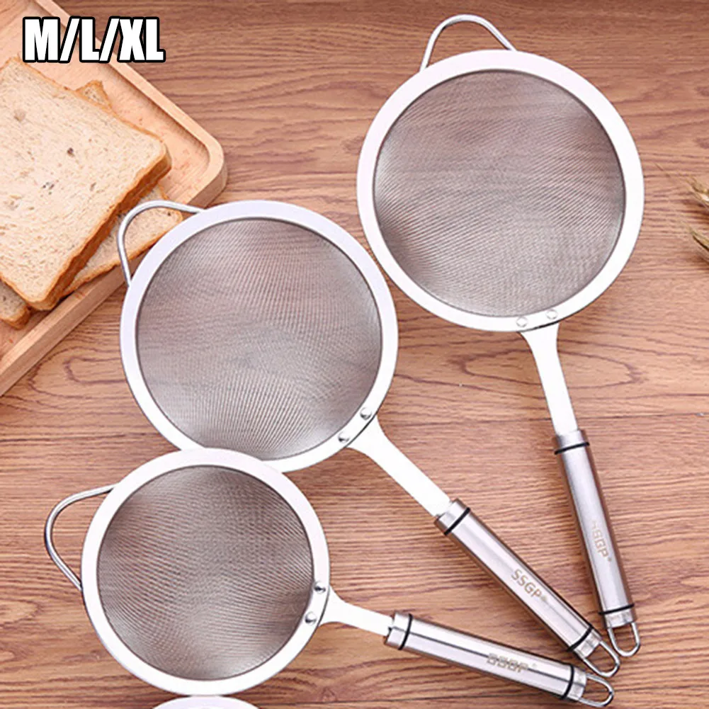 

12.5/14.5/15.5cm Stainless Steel Fine Mesh Strainer Flour Sieve Colander Screen Mesh Filter Baking Tools Kitchen Accessories