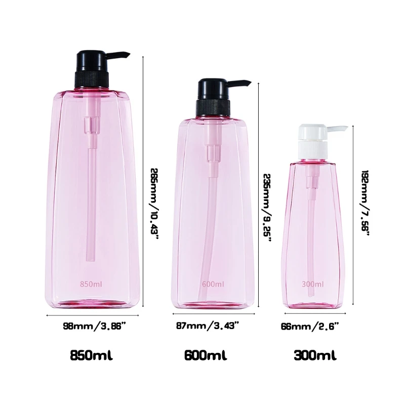 

Y98B 3pcs Liquid Soap Dispenser Bottle Bathroom Shampoo Body Wash Press Type Lotion Empty Bottle 300ML/600ML/800ML