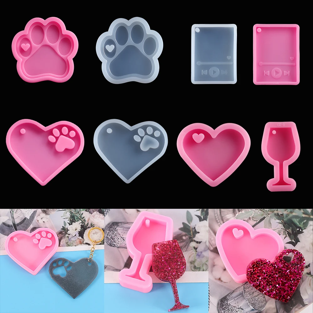 1 шт. силиконовая форма для литья в виде медвежьей лапы с сердечком кристальная
