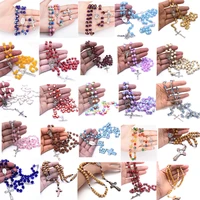 new 30 styles various rosary beadscross pendant chain men and women necklace religious jewelry accessories unisex fashion