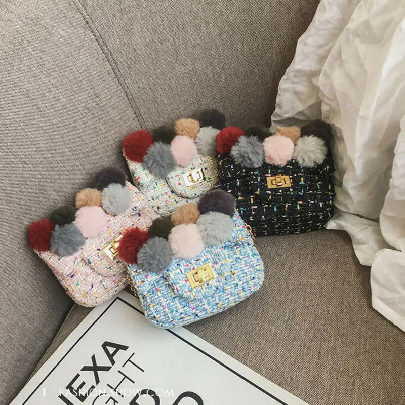 Детская сумка-тоут с помпоном для девочек милый мессенджер на плечо дорожная