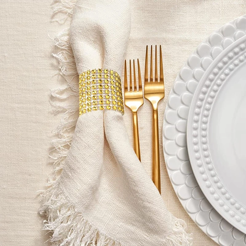 Кольца для салфеток розовое золото банты со стразами пробы 10 шт. | Дом и сад