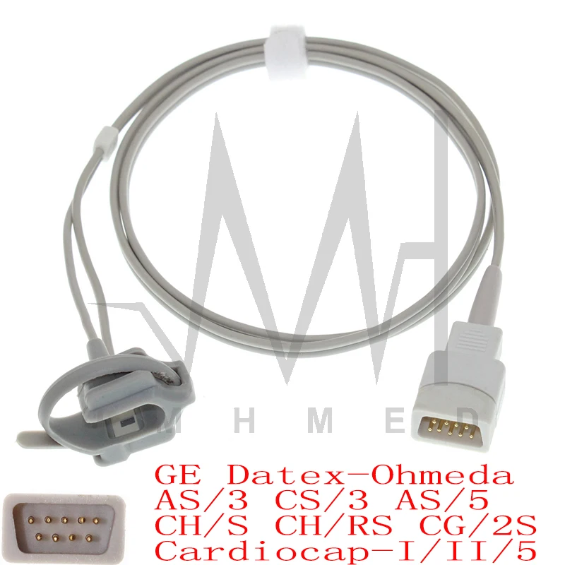 Совместим с датчиком spo2 GE Datex-Ohmeda AS/3 CS/3 AS/5 CH/S CH/RS CG/2 S Cardiocap-I/II/5 Monitor кабель для