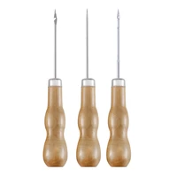 3pcs canvas leather sewing shoes wood handle tool awl hand stitching taper leathercraft needle tool kit craft sewing supplies