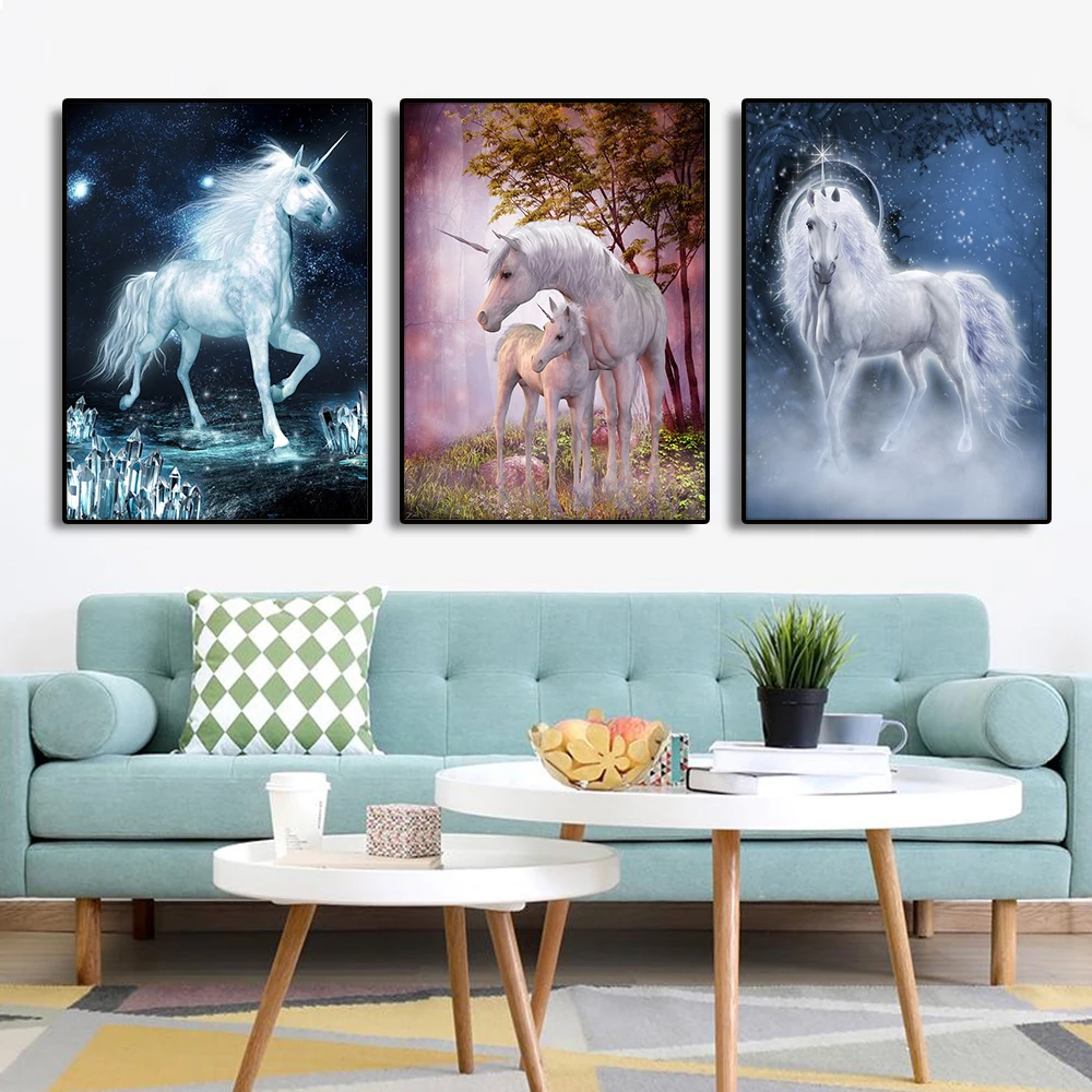 

Laeacco White Unicorn Nordic Fashion Posters Pictures Wall Art Canvas Paintings Prints Decor For Living Room Bedroom Nursery