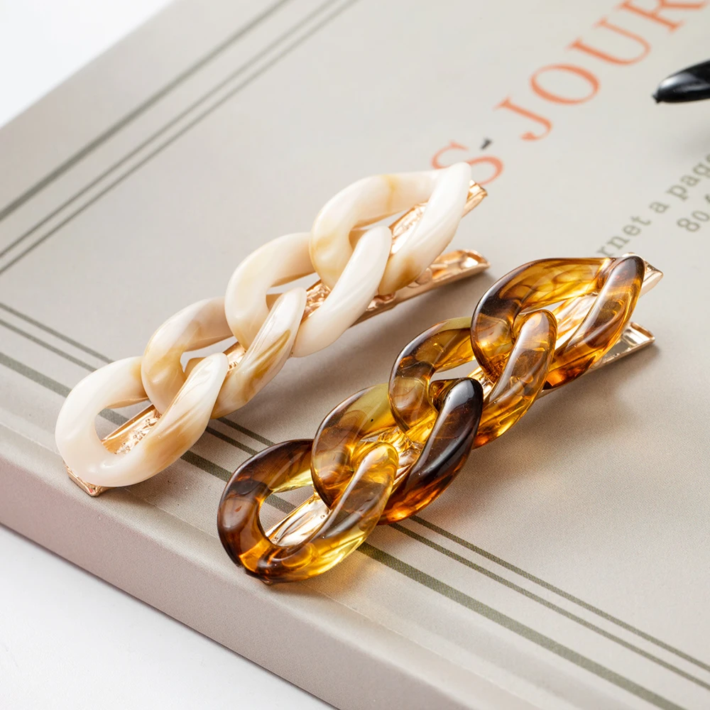 

Wind Chain Acrylic Hairpin Temperament All-match Word Clip Net Red Hairpin Bangs Clip Side Clip Korean Hair Accessories Women