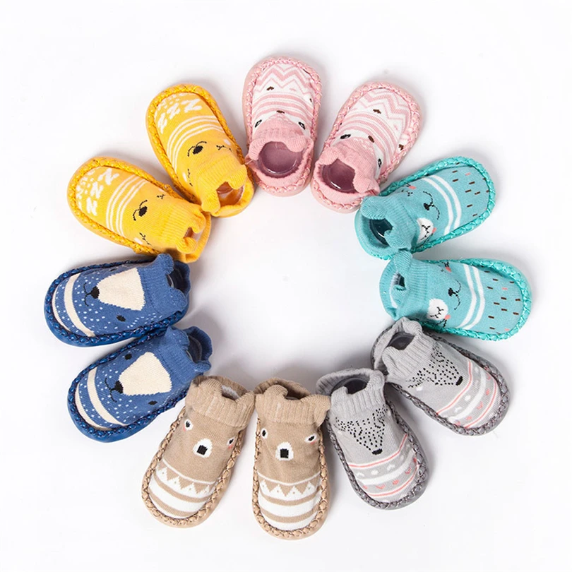 

Newborns Floor Socks Baby Boys Girls Cartoon Animal Print Patchwork Toddler Kids Casual Non-Slip Comfy Soft Cotton Sox 0-24M A20