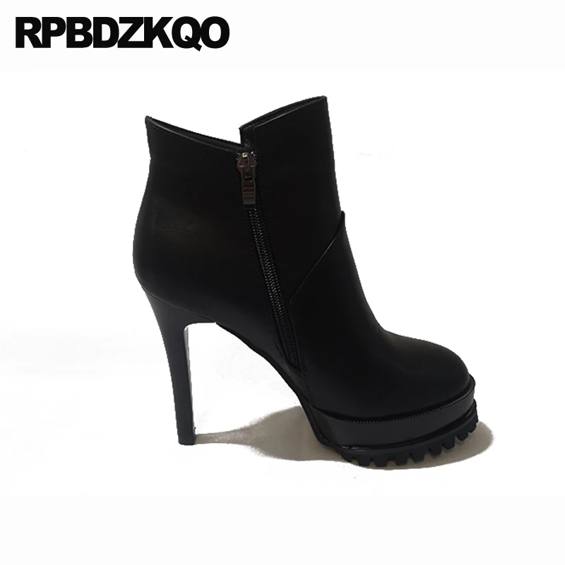 экстремальный Размер 34 молния батильоны черный ботильоны на каблуке платформе