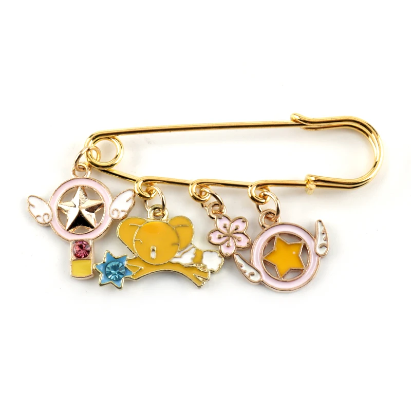 Japanese Anime Cat Wand Collection Pendant Brooch Pins Cartoon Card Captor Sakura Safe Pin Shape Lapel Enamel Jewelry | Украшения и