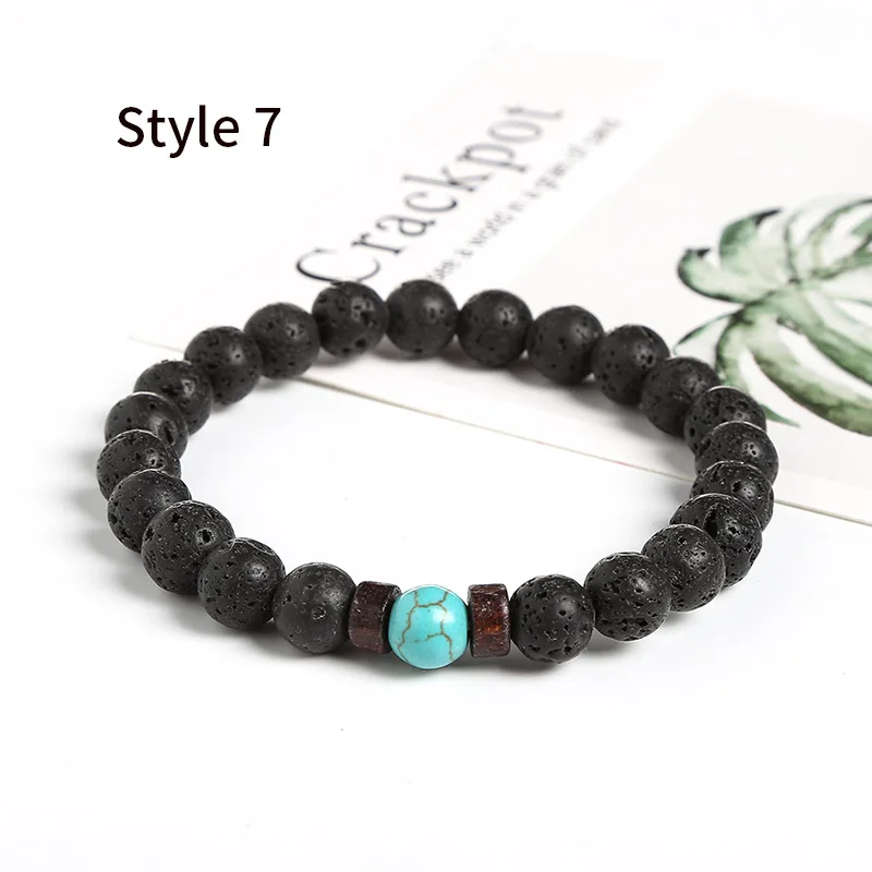 Style 7 JD мужской браслет, натуральный Императорский камень, бусина, тибетский Будда, браслет, чакра, лавовый камень, диффузный браслет, мужские ювелирные изделия, подарок - Окраска металла: Style 7