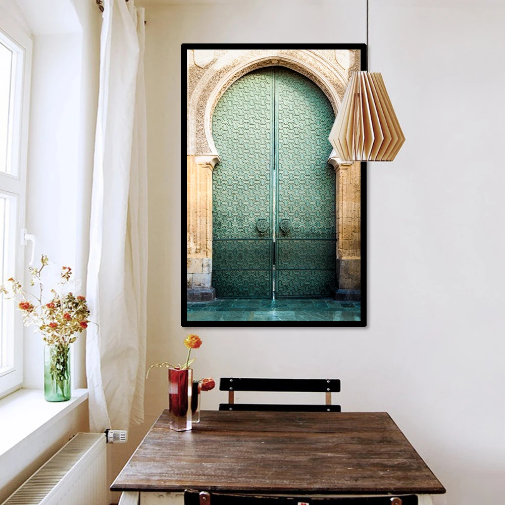 Современная 3D Картина на холсте с обзором двери в марокканском стиле Настенная