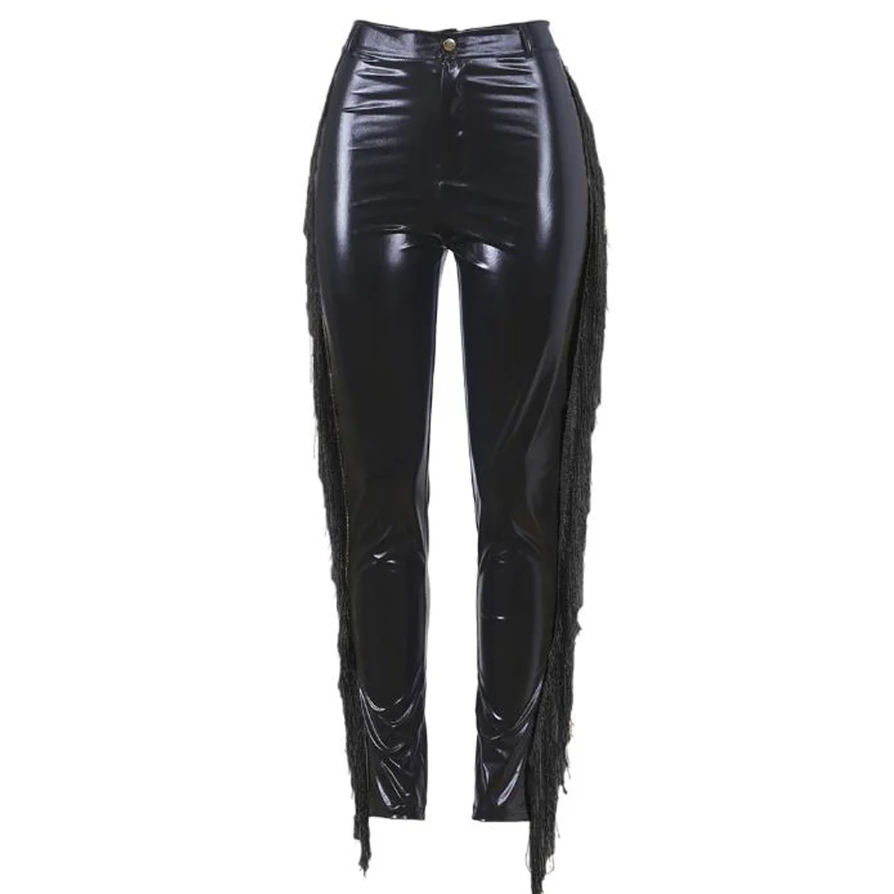 Женские брюки из искусственной кожи на молнии с высокой талией женские длиной до