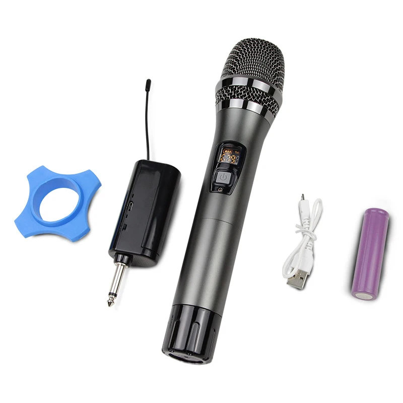 Беспроводной металлический микрофон ручная система с перезаряжаемым приемником