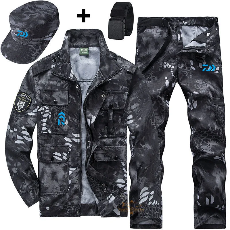 

2021 Daiwa Fishing Clothes Spring Autumn Suit For Men Wear Hooded Sports Outdoor Hiking Camping Set Fishing Jerseys Belt + Cap