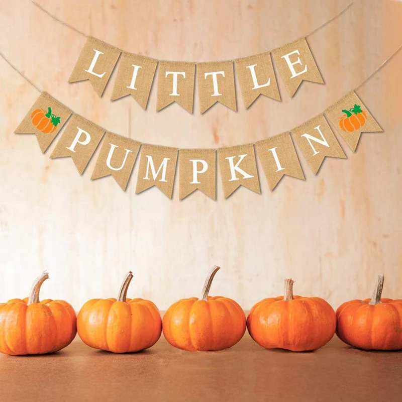 Джутовая Мешковина маленькая тыква баннер Осень Детский Душ пеленки вечерние