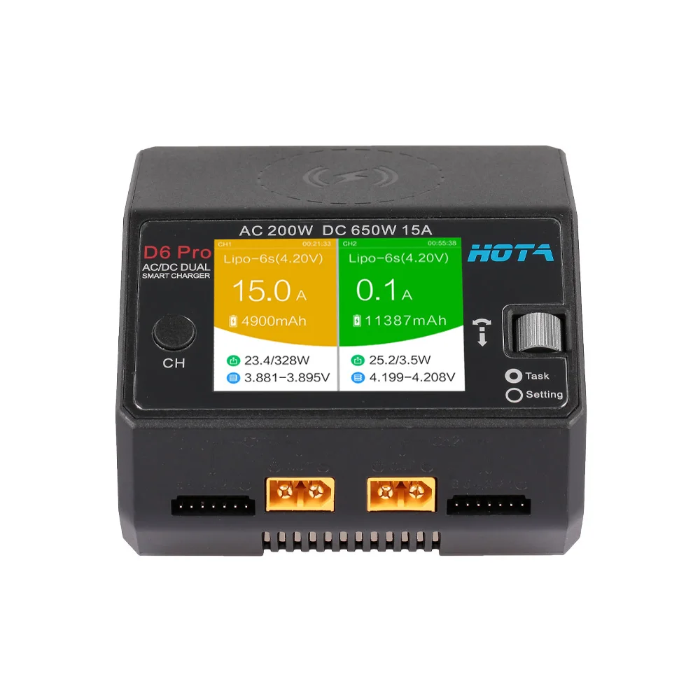 HOTA D6 Pro умное зарядное устройство AC200W DC650W 15A для Lipo LiIon NiMH батареи с iPhone samsung беспроводной зарядки