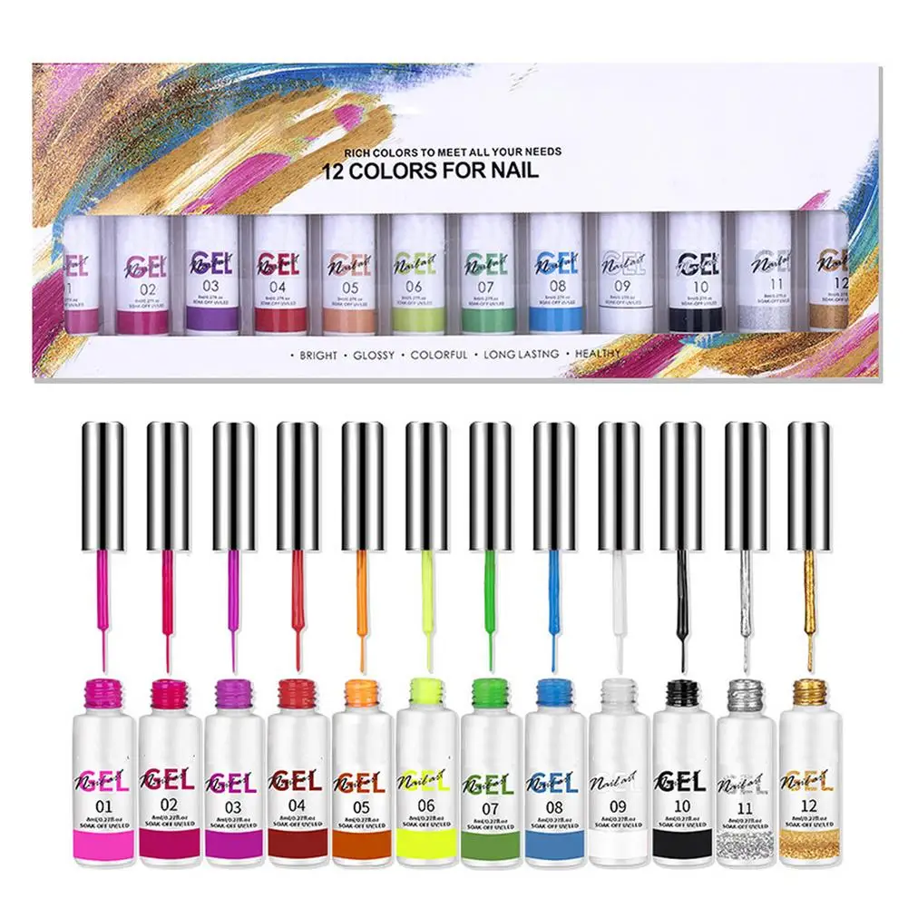 

Line Nail Polish Gel Classic DIY 3D Gel Nail Designs Painted Nail Polish Colorful Drawing Painted Gel Nail Polish Set