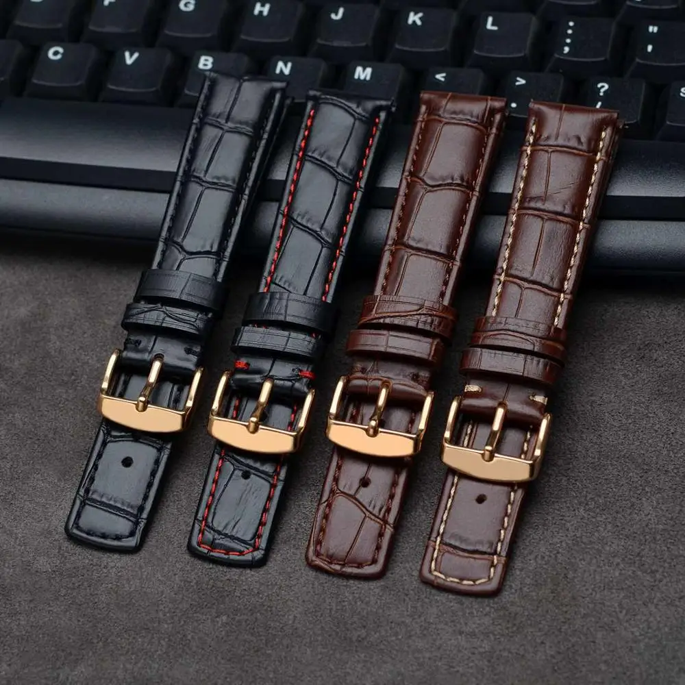 Кожаный ремешок для часов Anbeer сменный из крокодиловой кожи мужчин и женщин