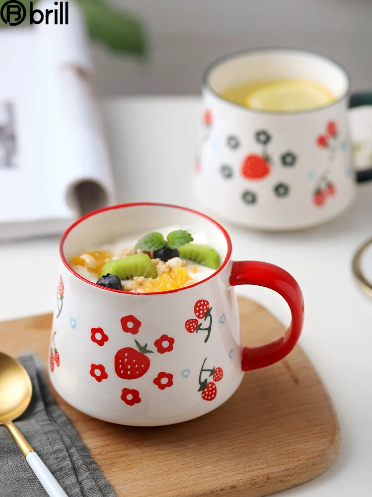 

Керамическая кружка в японском стиле, большая Милая фарфоровая чашка с перемешивающим принтом, персонализированная чашка, 1 шт., большая кру...