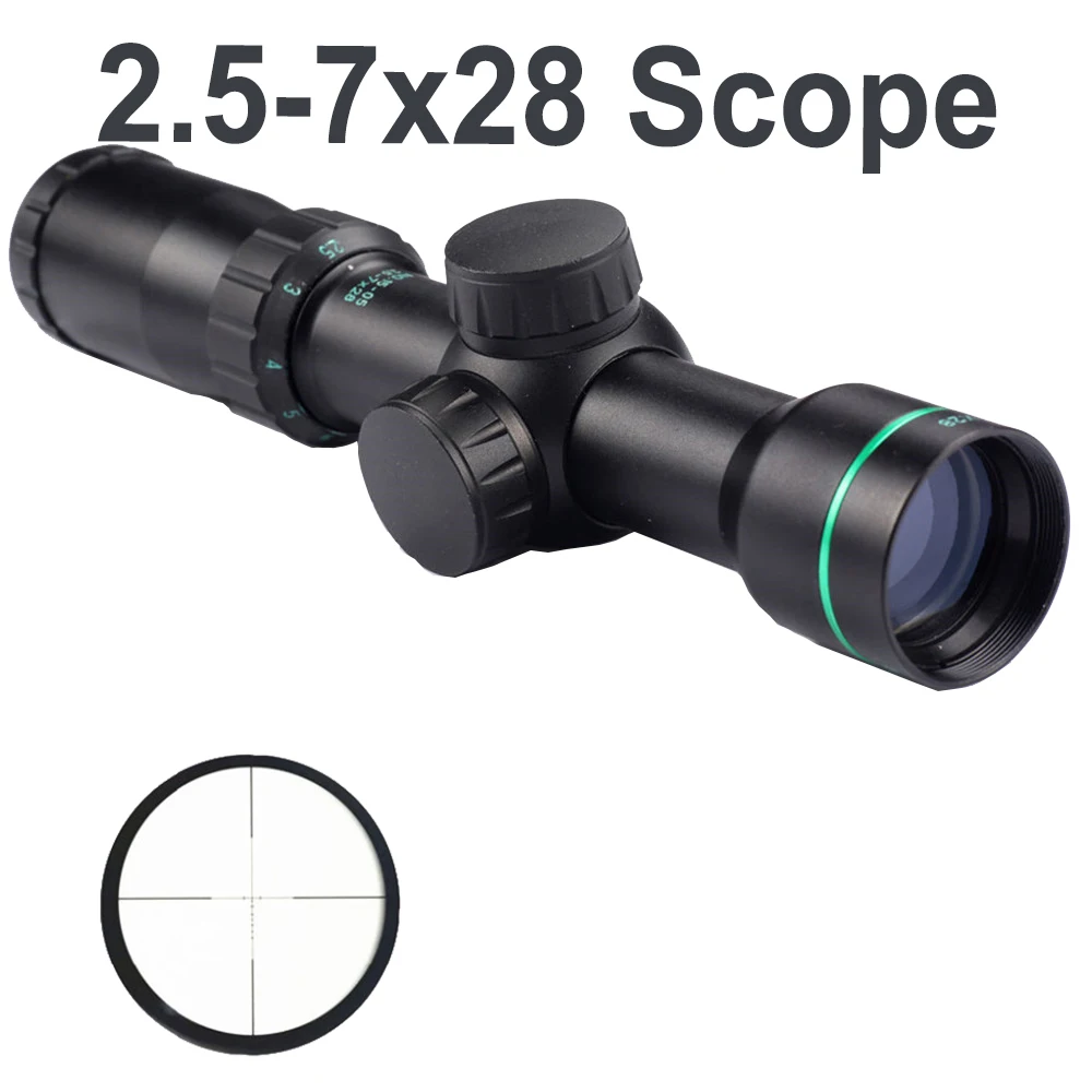 Охотничий Тактический 2,5-7x28 дальномер оптический прицел ружье прицел chasse страйкбол прицел caza