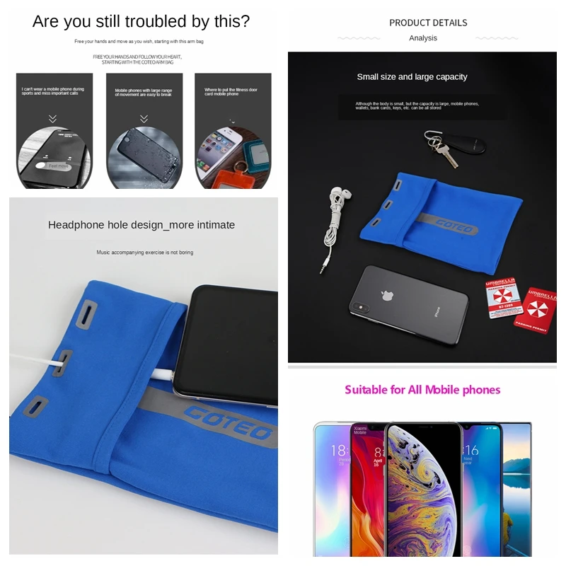 

Reflective Armstrap Wrist Bag Running Mobile Phone Case Anti-Theft Sports Arm Sleeve Men Women Elastic Armbands For Airpods Bag