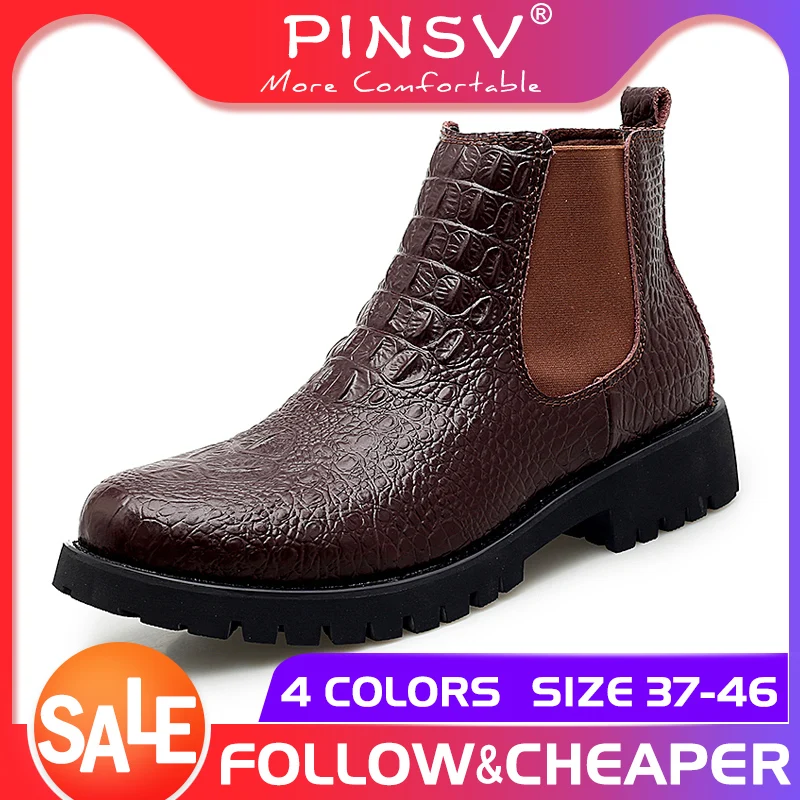 Ботинки Челси с узором крокодиловая кожа Мужская зимняя обувь черные ботинки из
